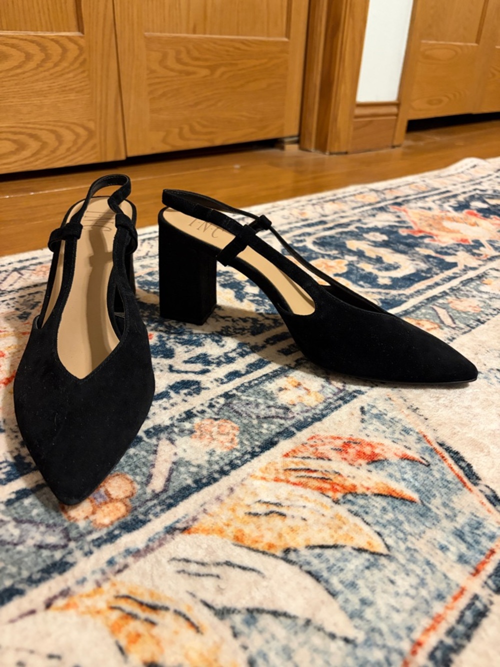 Black Pointed Toe Slingback Flats - Women